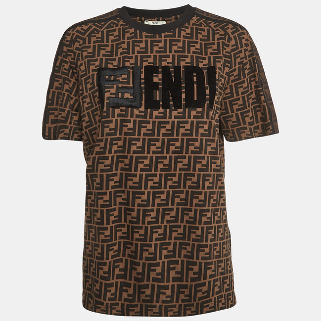 Fendi Brown FF Zucca Monogram Flocked Logo T-Shirt "Unworn"