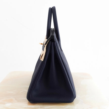 Hermes Birkin 25 Togo Leather Blue Nuit with Palladium Hardware "Unworn"