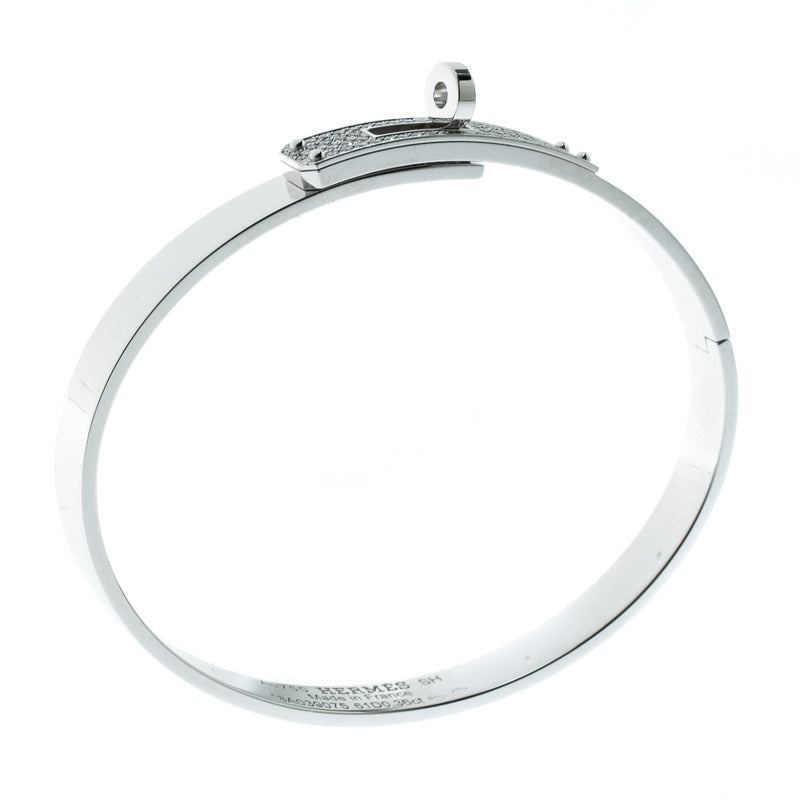 Hermès 18K White Gold and Diamond Kelly Bracelet (Small Model) 