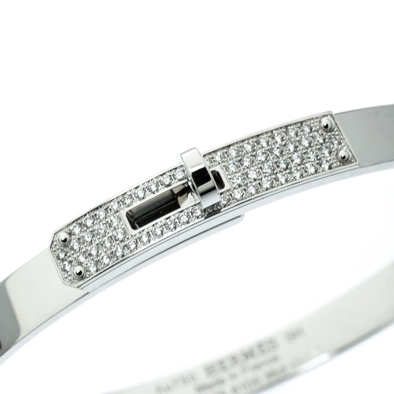 Hermès 18K White Gold and Diamond Kelly Bracelet (Small Model) 