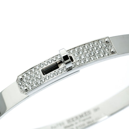 Hermès 18K White Gold and Diamond Kelly Bracelet (Small Model) "Unworn"