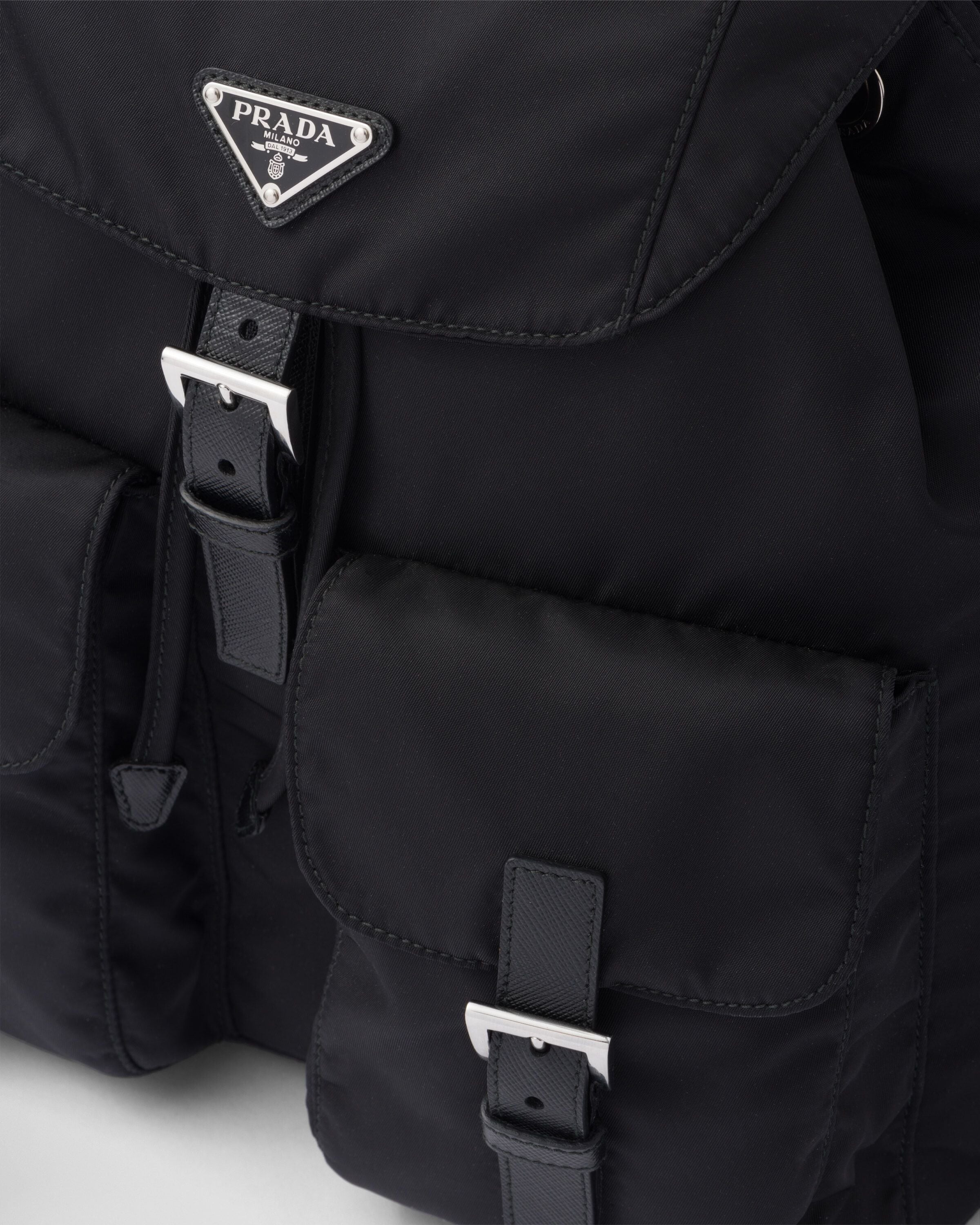 Prada Grey Re-Nylon Backpack with Pouch 