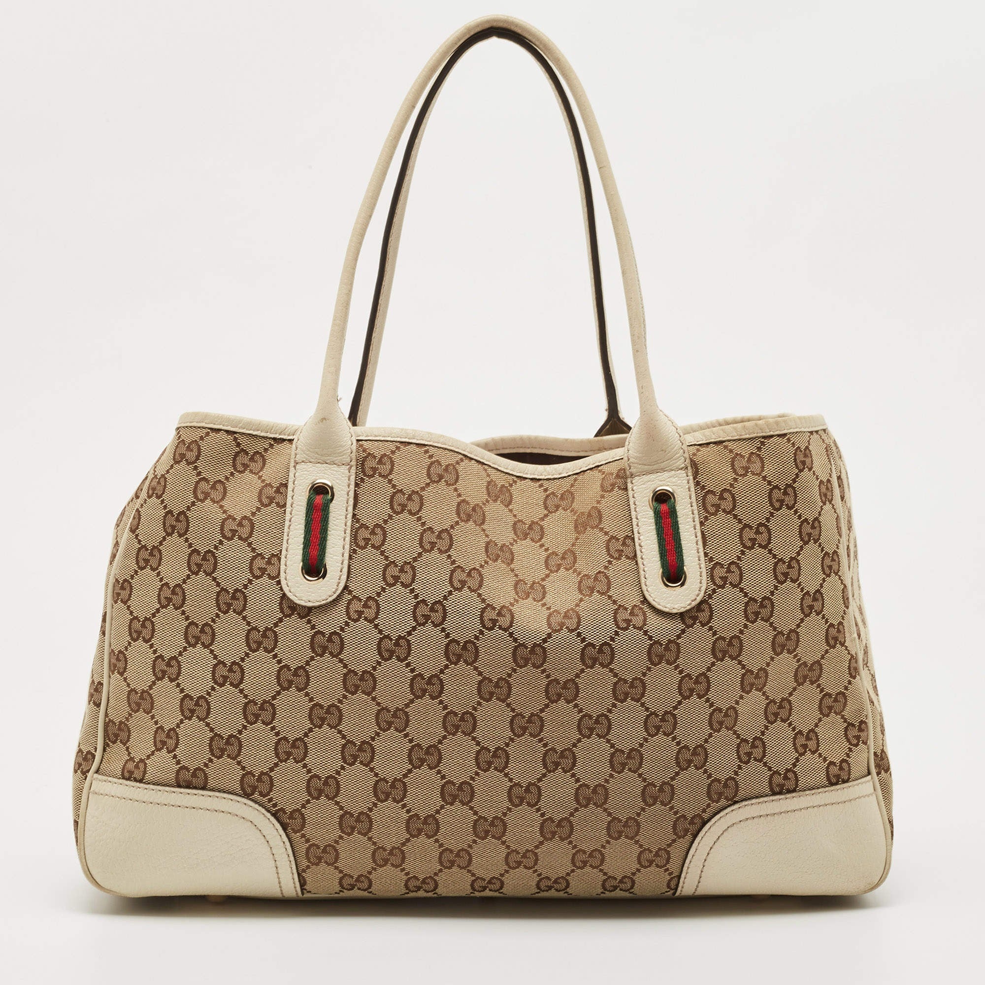 Gucci GG Canvas Princy Tote with Web Detail 