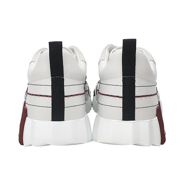 Hermès White and Burgundy Grid Stitch Bouncing Sneakers 