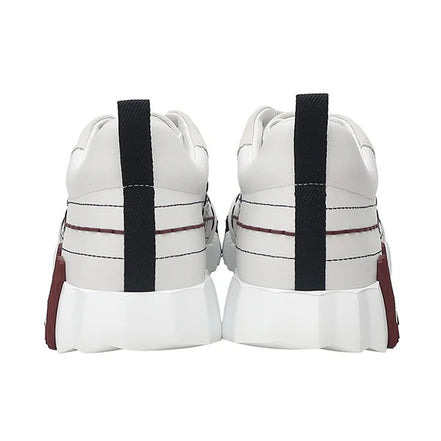 Hermès White and Burgundy Grid Stitch Bouncing Sneakers "Unworn"