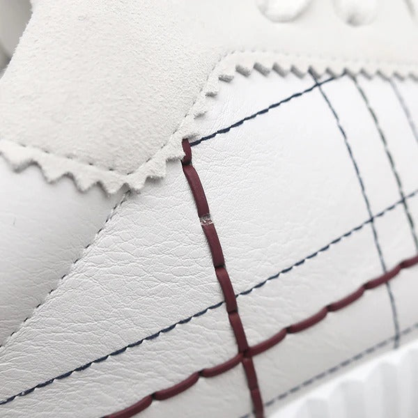 Hermès White and Burgundy Grid Stitch Bouncing Sneakers 