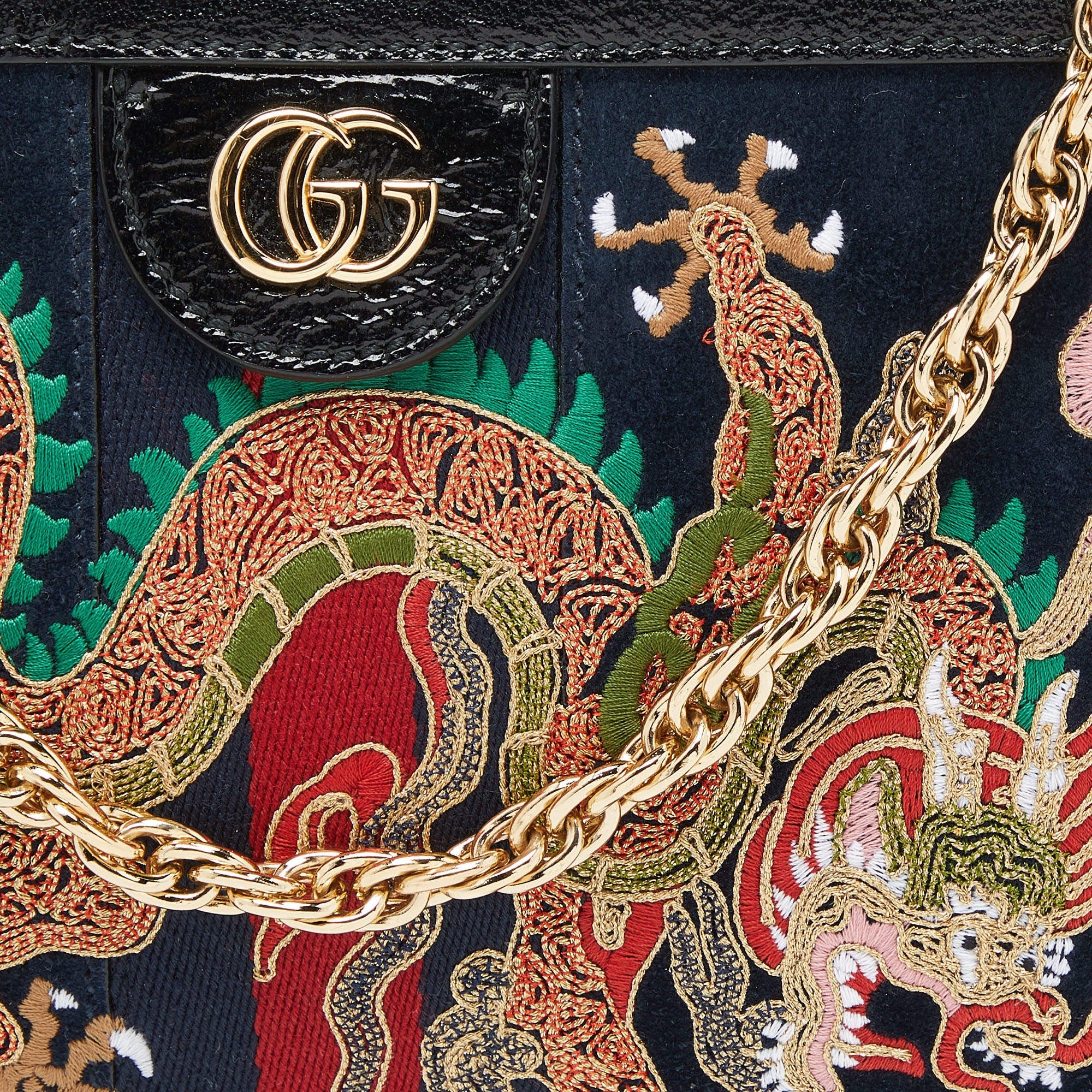Gucci Ophidia Embroidered Dragon Suede Chain Bag (Pre-Loved)