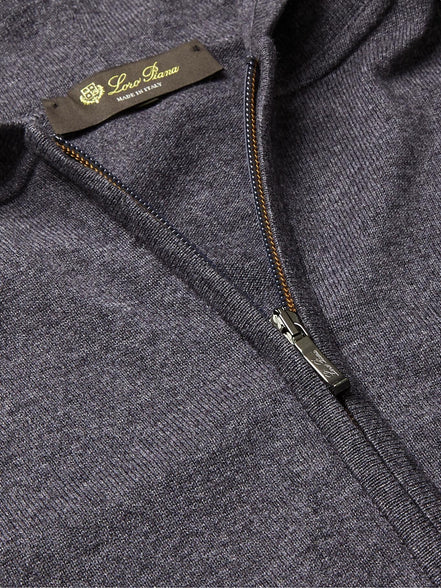 Loro Piana Blue Mélange Cashmere Zip-Up Hoodie "Unworn"