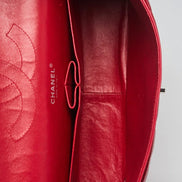 Chanel Classic Double Flap Medium Red Monogram Patent Leather (Pre-Loved)