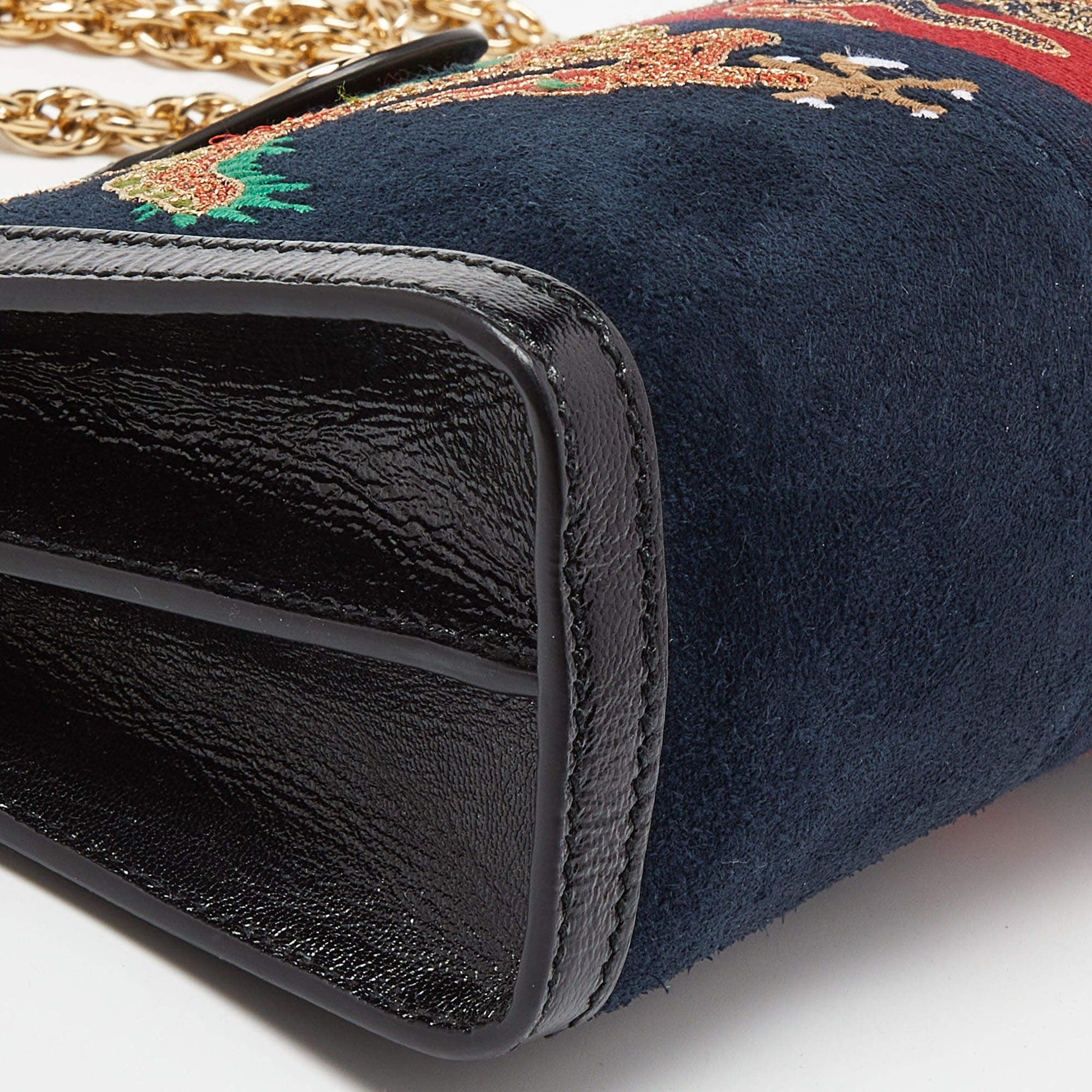 Gucci Ophidia Embroidered Dragon Suede Chain Bag (Pre-Loved)