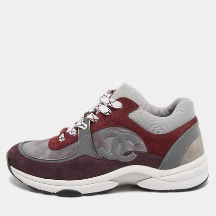 Chanel CC Tie-Dye Runner Sneakers Burgundy & Grey "Unworn"