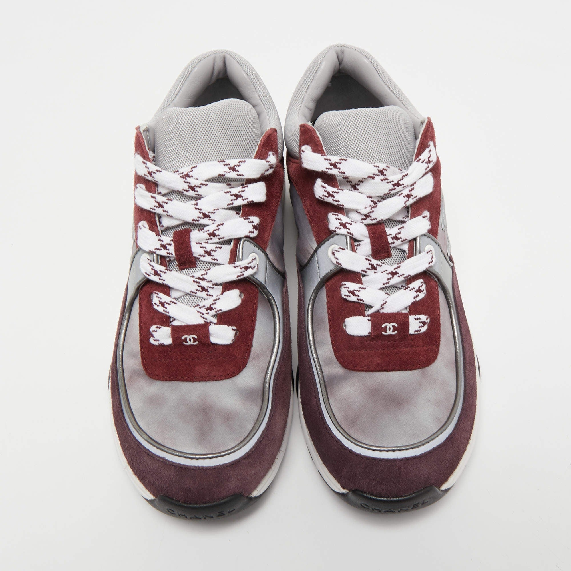Chanel CC Tie-Dye Runner Sneakers Burgundy & Grey 