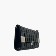 Chanel Chocolate Bar CC Clutch on Chain Black Patent Leather 