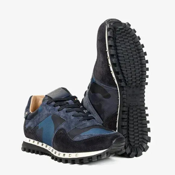 Valentino Garavani Rockrunner Navy Camouflage Sneakers (Pre-Loved)
