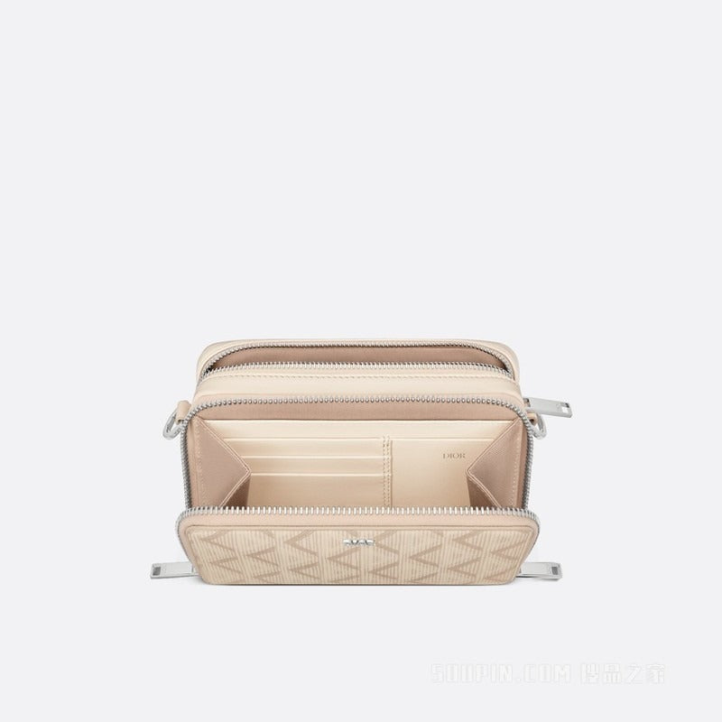 Dior Cream CD Diamond Canvas Messenger Bag 