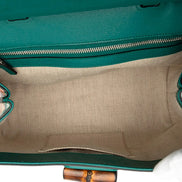 Gucci Green Floral Print Bamboo Top Handle Bag (Pre-Loved)