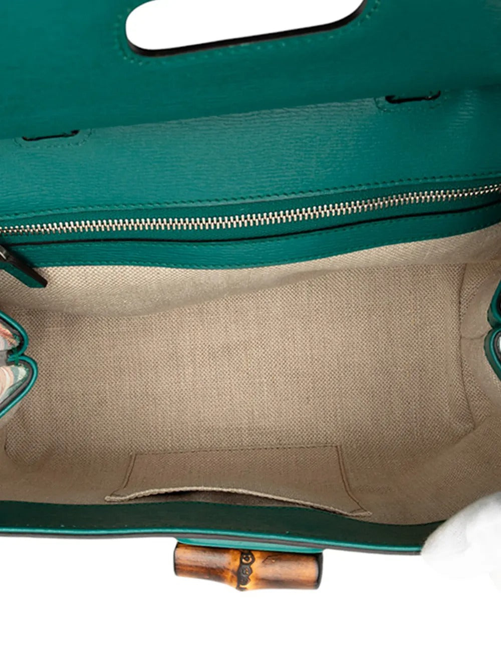 Gucci Green Floral Print Bamboo Top Handle Bag (Pre-Loved)