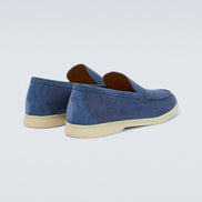 Loro Piana Blue Denim Summer Walk Loafers 