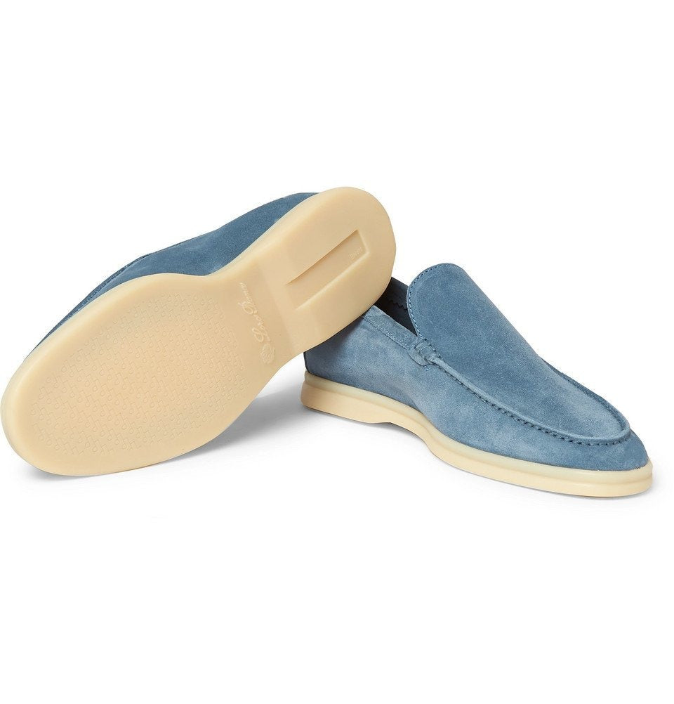 Loro Piana Summer Walk Suede White Sole Loafers 