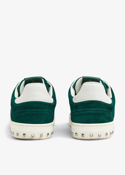 Valentino Garavani Green Suede & White Leather Flycrew Sneakers (Pre-Loved)