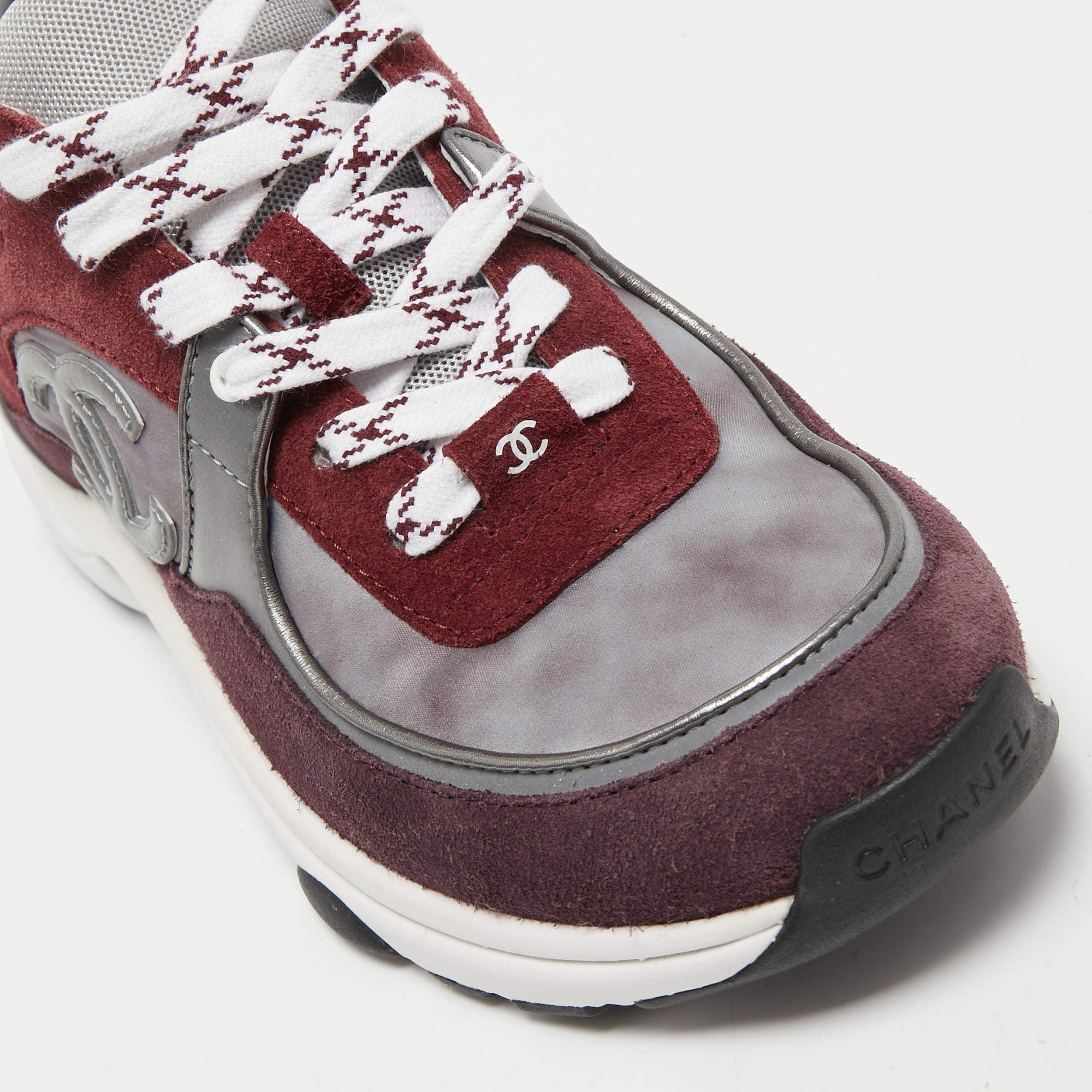 Chanel CC Tie-Dye Runner Sneakers Burgundy & Grey 