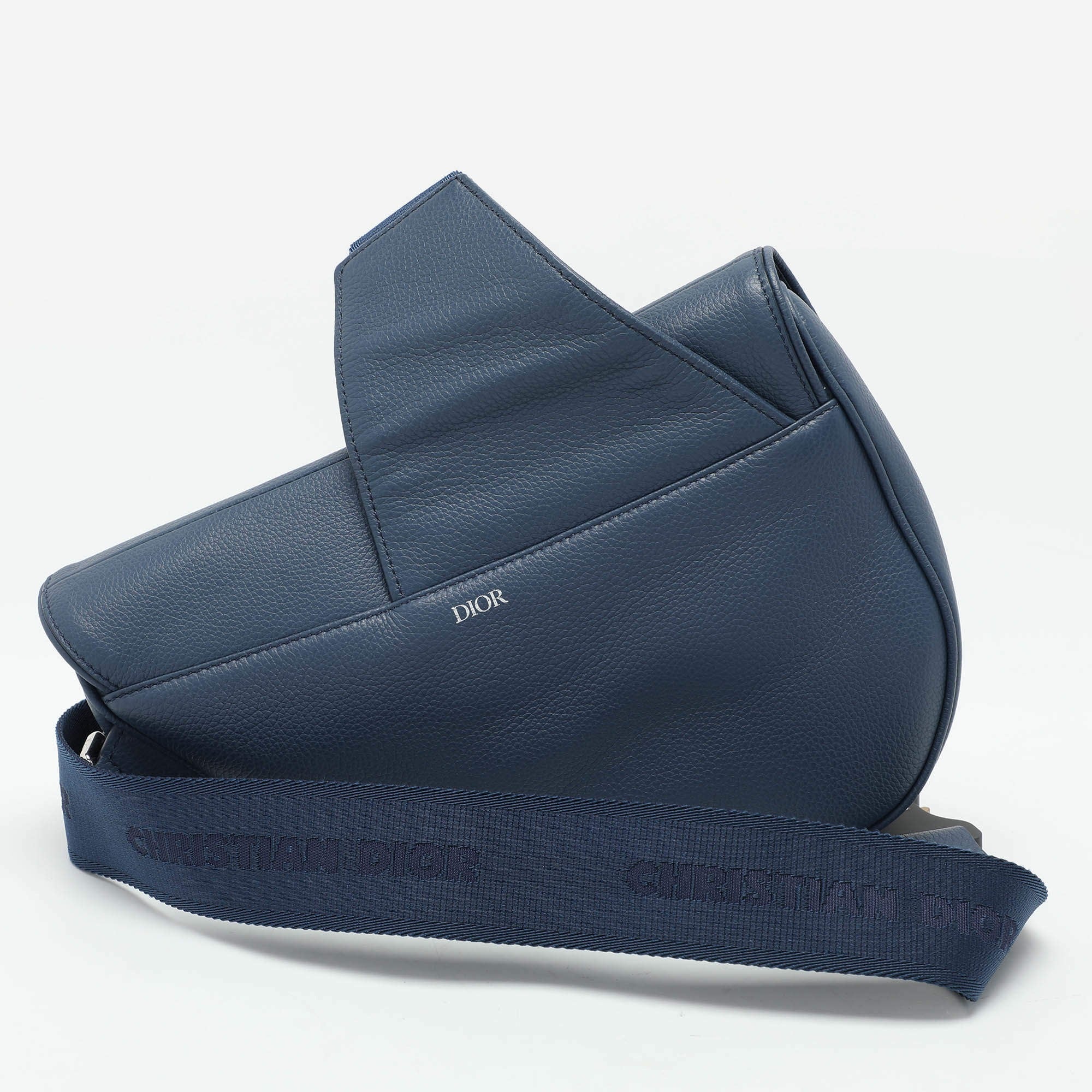 Dior Grained Calfskin Saddle Crossbody Bag 