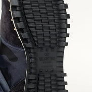 Valentino Garavani Rockrunner Navy Camouflage Sneakers (Pre-Loved)