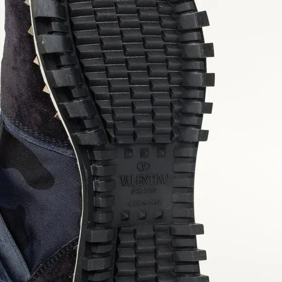 Valentino Garavani Rockrunner Navy Camouflage Sneakers (Pre-Loved)