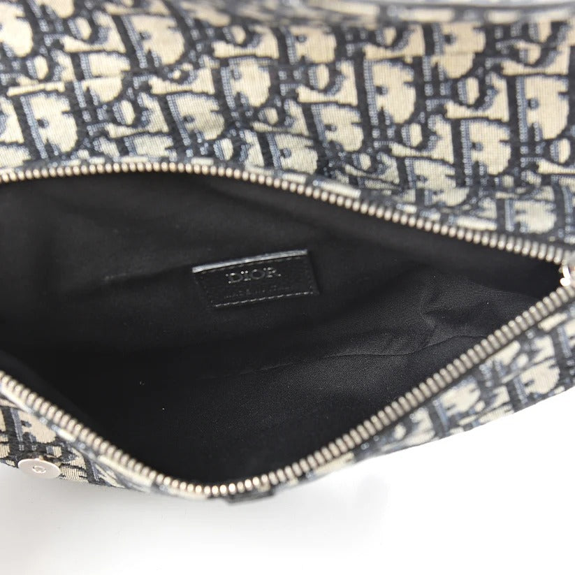 Dior Black & Grey Oblique Jacquard Saddle Bag (Pre-Loved)