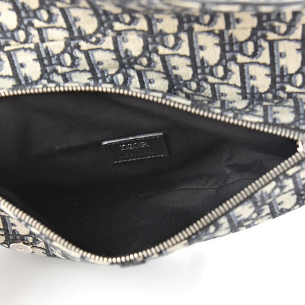 Dior Black & Grey Oblique Jacquard Saddle Bag (Pre-Loved)