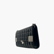 Chanel Chocolate Bar CC Clutch on Chain Black Patent Leather 