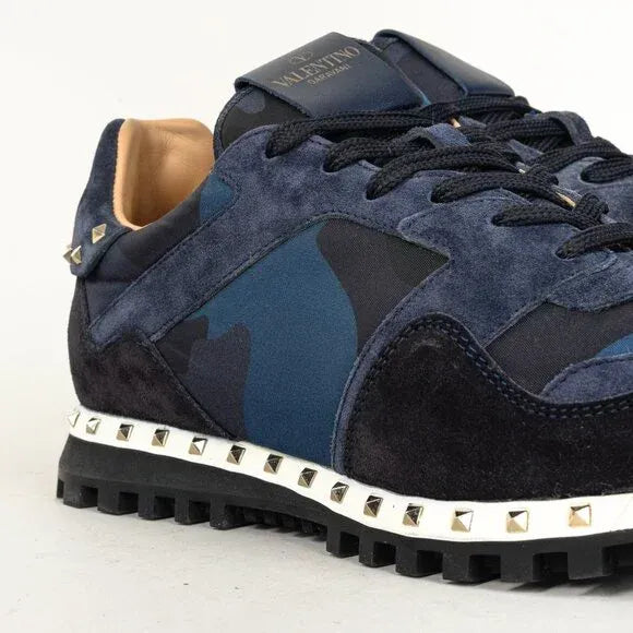 Valentino Garavani Rockrunner Navy Camouflage Sneakers (Pre-Loved)