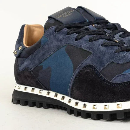Valentino Garavani Rockrunner Navy Camouflage Sneakers (Pre-Loved)