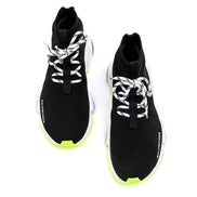 Balenciaga Black and Neon Yellow Speed Lace-Up Trainers 