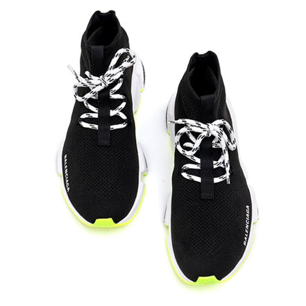 Balenciaga Black and Neon Yellow Speed Lace-Up Trainers "Unworn"