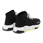 Balenciaga Black and Neon Yellow Speed Lace-Up Trainers 