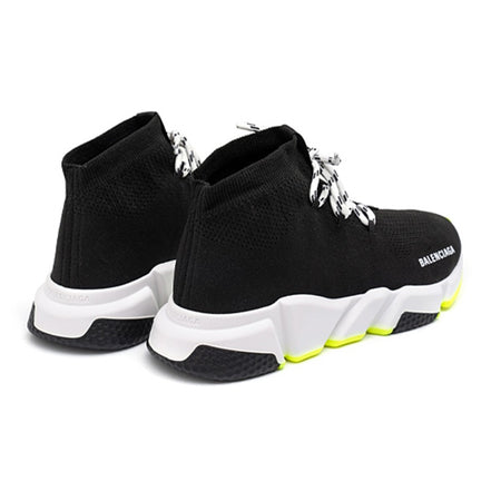 Balenciaga Black and Neon Yellow Speed Lace-Up Trainers "Unworn"