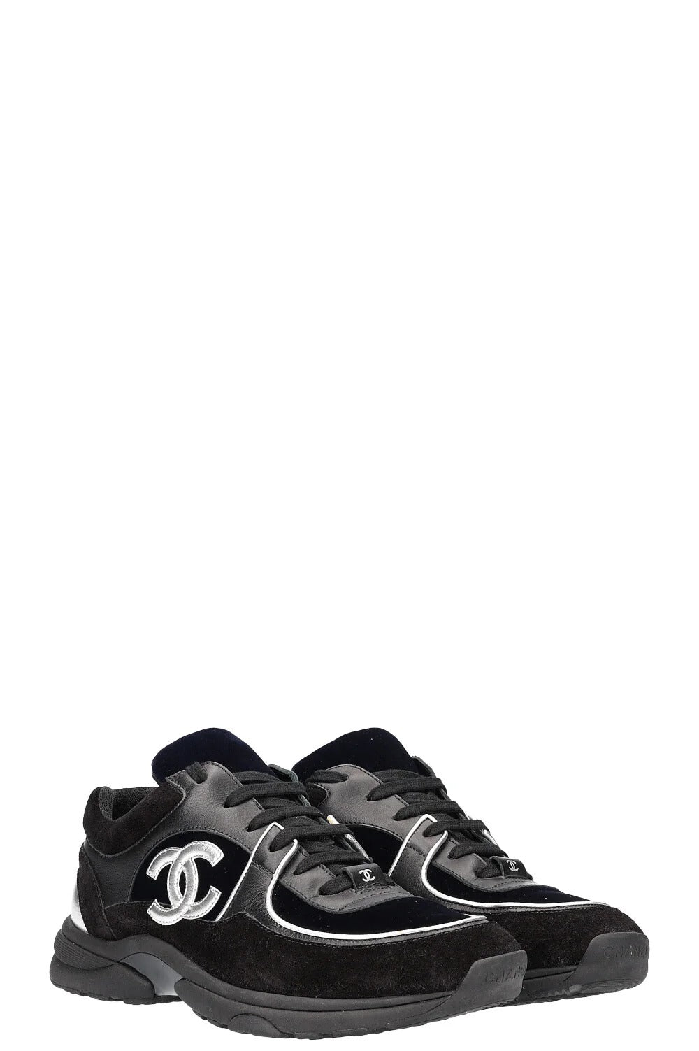 Chanel Velour Runners Black & Silver 