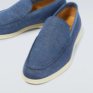 Loro Piana Blue Denim Summer Walk Loafers 