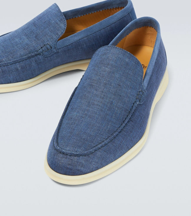 Loro Piana Blue Denim Summer Walk Loafers "Unworn"