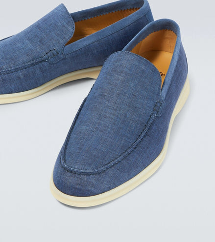 Loro Piana Blue Denim Summer Walk Loafers "Unworn"