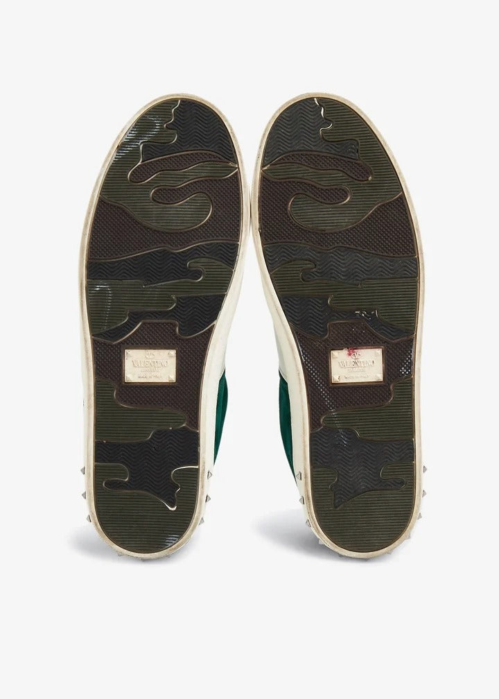 Valentino Garavani Green Suede & White Leather Flycrew Sneakers (Pre-Loved)
