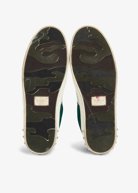 Valentino Garavani Green Suede & White Leather Flycrew Sneakers (Pre-Loved)