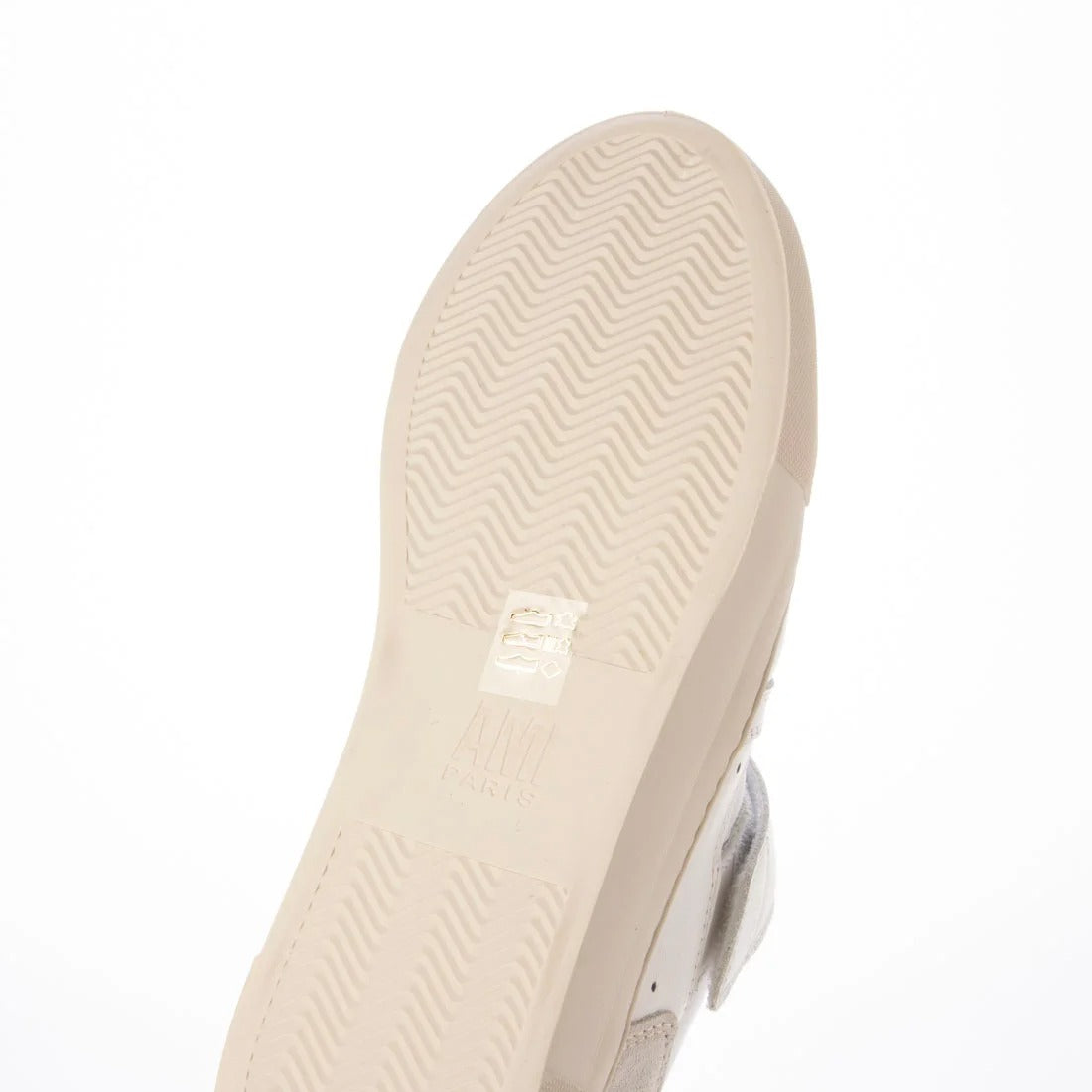 AMI Paris White Leather & Suede Velcro Low-Top Sneakers 