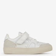 AMI Paris White Leather & Suede Velcro Low-Top Sneakers 