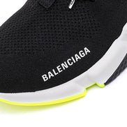 Balenciaga Black and Neon Yellow Speed Lace-Up Trainers 