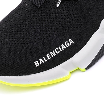 Balenciaga Black and Neon Yellow Speed Lace-Up Trainers "Unworn"