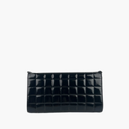 Chanel Chocolate Bar CC Clutch on Chain Black Patent Leather 