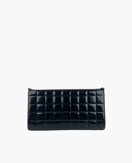 Chanel Chocolate Bar CC Clutch on Chain Black Patent Leather "Unworn"