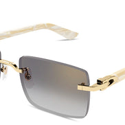Cartier White Marbled Acetate Rimless Sunglasses 